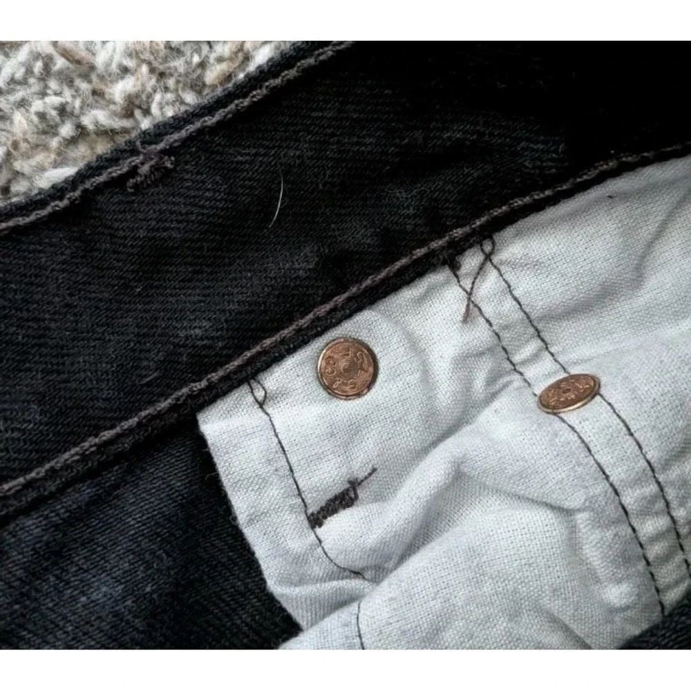 Levi's 501 Jeans Black Denim Mens 34x33 (Tag‎ 36x34) Mexico Made Y2K Button Fly